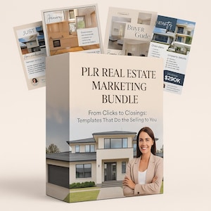 Real Estate PLR Bundle, Buyer And Seller Guide, Welcome Pack, Real Estate Templates Canva, Social Media Marketing With Master Resell Rights