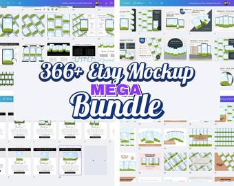Paquete de plantillas de maquetas para tiendas Etsy: Listados de productos digitales editables en Canva
