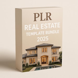 Pacchetto di guide immobiliari PLR, guida per acquirenti e venditori, modelli, cartoline, volantini, Canva, marketing sui social media con diritti di marchio privato
