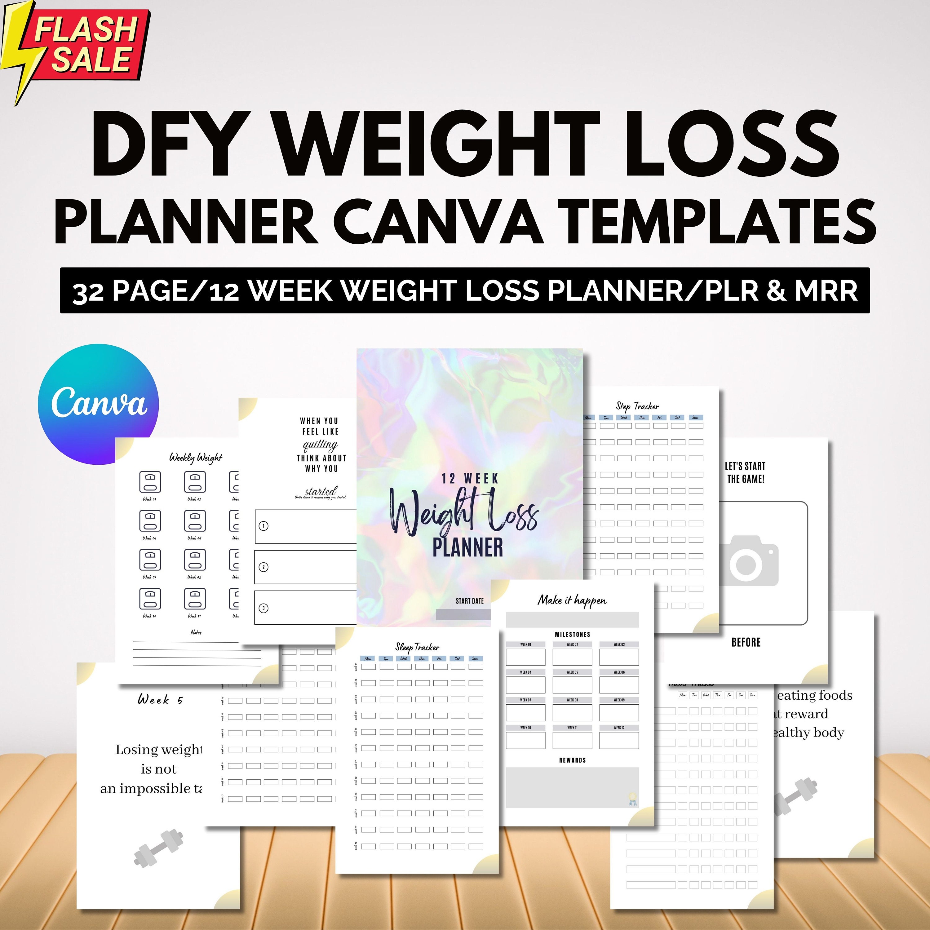 12-week Weight Loss Planner: Editable Canva Template (PLR & MRR) - Etsy