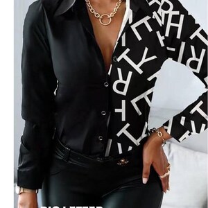 Women's Clothing Tops Black Blouse Leopard Printed Shirt - Etsy