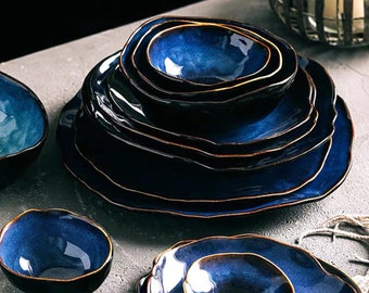Hearth & Hand Blue Stoneware Reactive Exposed Rim 11" Dinner Plate Set of 4 Hearth & Hand Blue Stoneware Reactive Exposed Rim 11" Dinner Plate Set of 4
