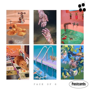 Lot de 6 cartes postales colorées, lot de 6 cartes postales, cartes postales Lot de 6, 6 cartes postales, lot de 6 cartes postales, carte postale animal, carte postale standard