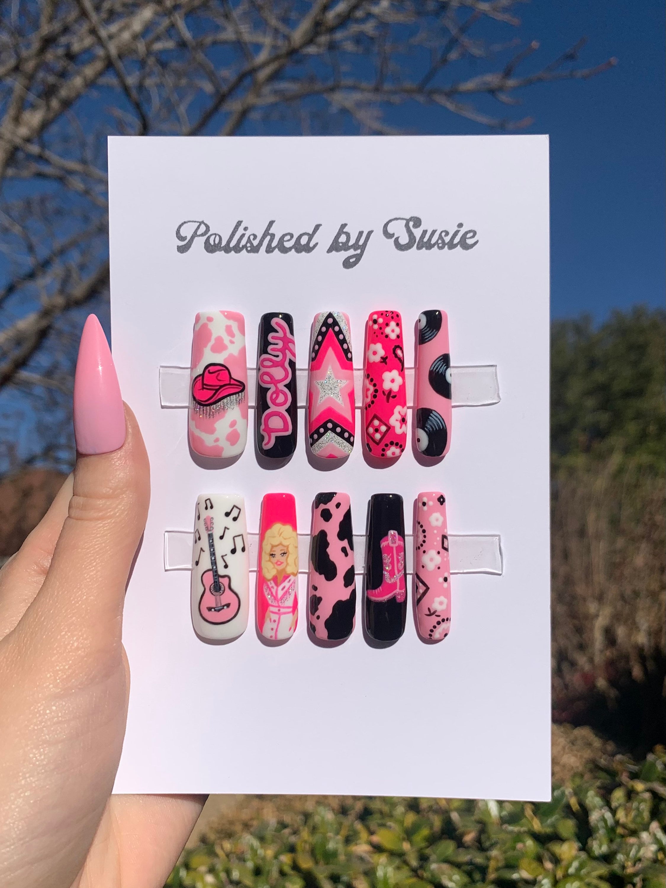Dolly Parton Press on Nails Hand Painted With Gel Etsy