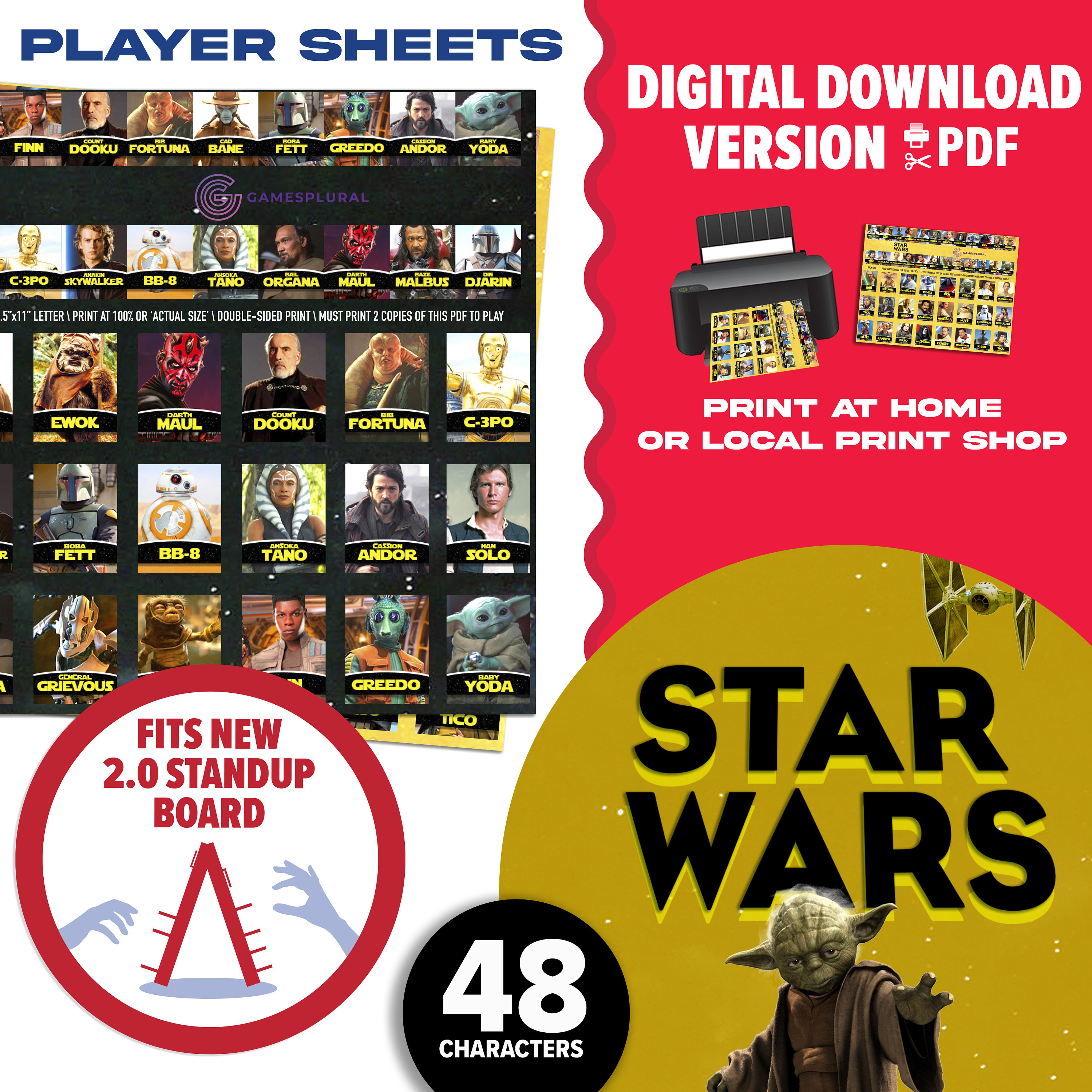 Star Wars 2.0 Guessing Game | Digital Download | Star Wars Themed Player Sheets You Print At Home | Gift