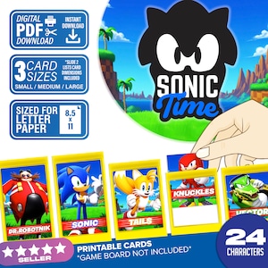 Sonic tijdraadspel | Digitale download | Sonic Tails Knuckles Eggman-themakaarten die u thuis afdrukt | Houd het spel gaande!