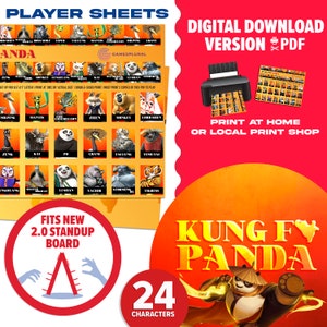 Kung Fu Time 2.0-raadspel | Digitale download | Spelersbladen Po Shifu tijgerin Tai Lung Karate-thema die je thuis afdrukt | Cadeau