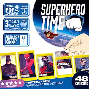 Superhelden Zeitrate Spiel | Digitaler Download | Superhelden-Karten, die Sie zu Hause drucken | Mach weiter so!