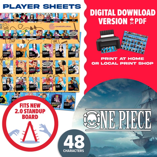 One Piece 2.0 Guessing Game | Digital Download | One Piece Themed Player Sheets You Print At Home | Gift