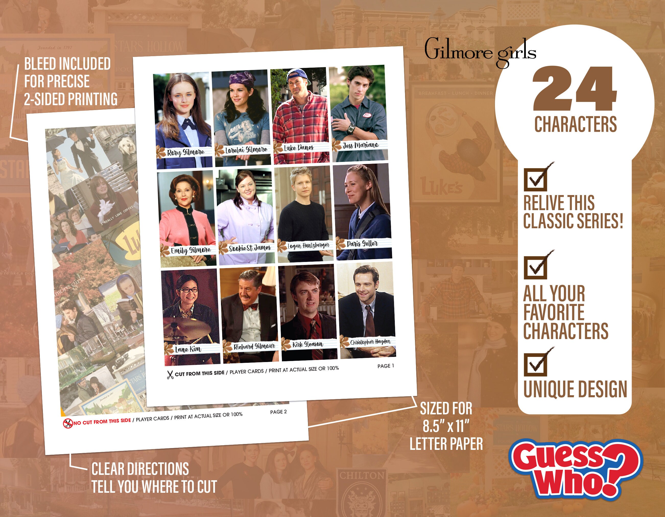Gilmore Girls Guess Who Digital Download Printable Game - Etsy