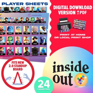 Juego de adivinanzas Inside Out 2.0 / Descarga digital / Hojas para jugadores con temas de alegría, tristeza, ira, ansiedad, disgusto y miedo para imprimir en casa / Regalo