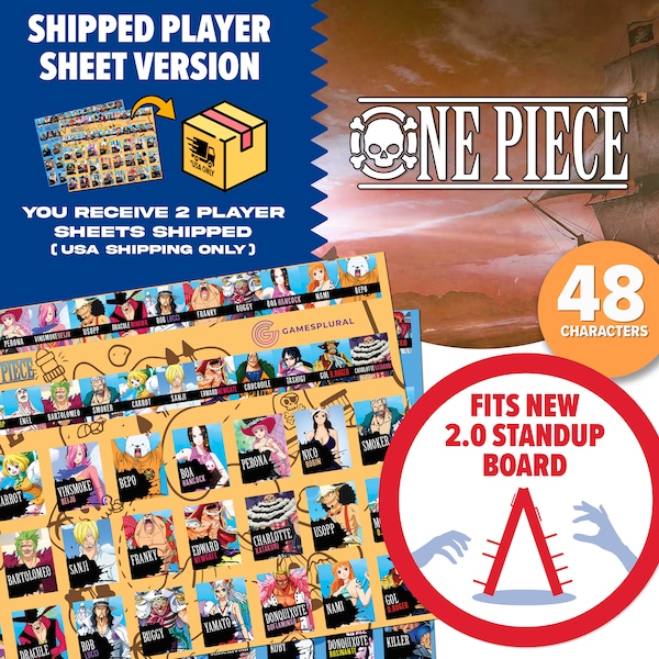 Shipped One Piece 2.0 Guessing Game | Physical Player Sheets Shipped To You | One Piece Themed Player Sheets | Gift