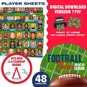 Raadspel Football Time 2.0 | Digitale download | Spelerslakens met voetbalthema die je thuis afdrukt | Cadeau | Seizoen 2024-25: