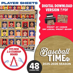Raadspel Baseball Time 2.0 | Digitale download | Spelerslakens met honkbalthema die je thuis afdrukt | Houd het spel gaande!