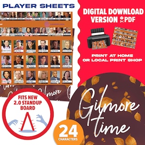 Gilmore Time 2.0 raadspel | Digitale download | Spelersbladen met Gilmore-thema die je thuis afdrukt | Cadeau
