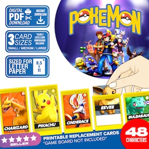 Juego de adivinanzas de Pokémon / Descarga digital / Tarjetas temáticas de Pokémon que imprimes en casa / ¡Sigue el juego!