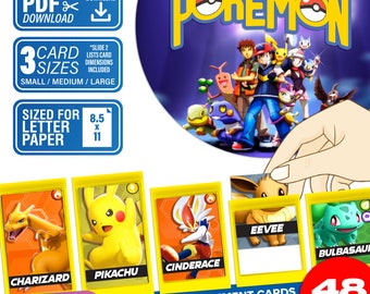 Pokemon-raadspel | Digitale download | Kaarten met Pokemon-thema die je thuis afdrukt | Houd het spel gaande!