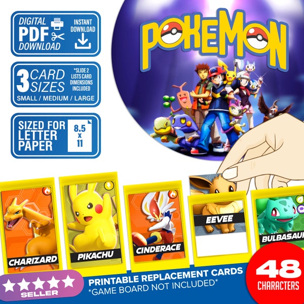 Gioco di indovinare Pokemon / Download digitale / Carte a tema Pokemon da stampare a casa / Continua il gioco!