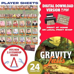 Gravity Falls 2.0 Raadspel | Digitale download | Spelersbladen met Gravity Falls-thema die u thuis kunt afdrukken | Geschenk