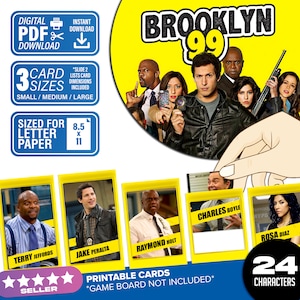 Jogo de adivinhação Brooklyn Nine Nine | Download Digital | Cartões temáticos Brooklyn Nine Nine que você imprime em casa | Continue o jogo!