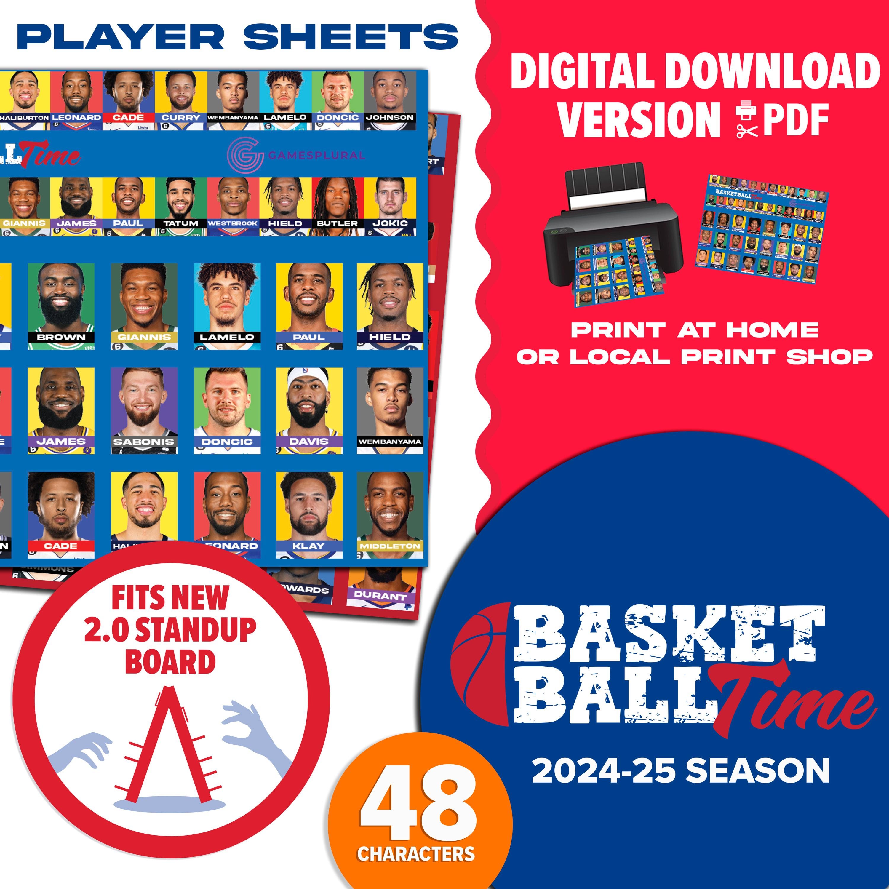 Basketball Time 2.0 Guessing Game | Digital Download | Basketball Themed Player Sheets You Print At Home | Gift