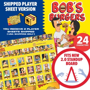 Shipped Bob's Burgers 2.0 Guessing Game | Physical Player Sheets Shipped To You | Bob's Burgers Themed Player Sheets | Gift
