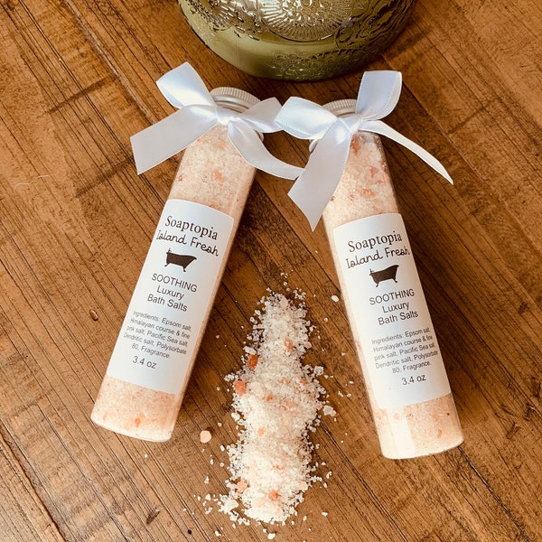 All Natural Luxury Bath Salts - Unscented, Island Fresh or Oatmeal Milk & Honey. French Lavender Scents