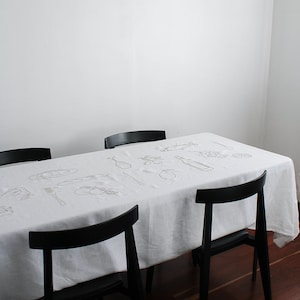 Embroidered Aperitif Linen Tablecloth In Beige image 2