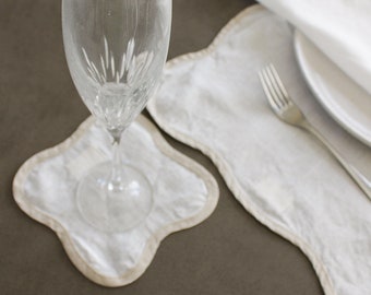 Scalloped Coasters In Beige (set of four)