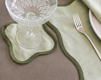 Scalloped Coasters In Forrest and Sage Green (set of four)