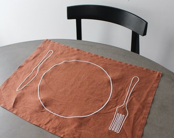 Embroidered Setting Placemats In Chocolate (set of four)