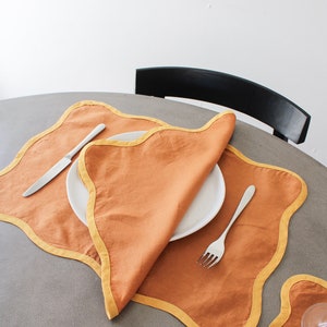 Scalloped Placemats In Rust and Turmeric (set of four)