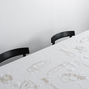 Embroidered Aperitif Linen Tablecloth In Beige image 1