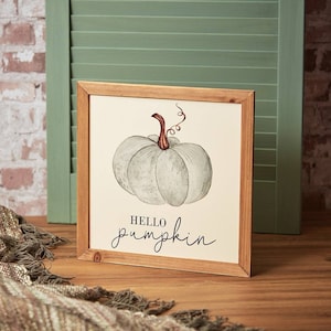 Large Hello Pumpkin Plaque / Autumn Decor / Halloween