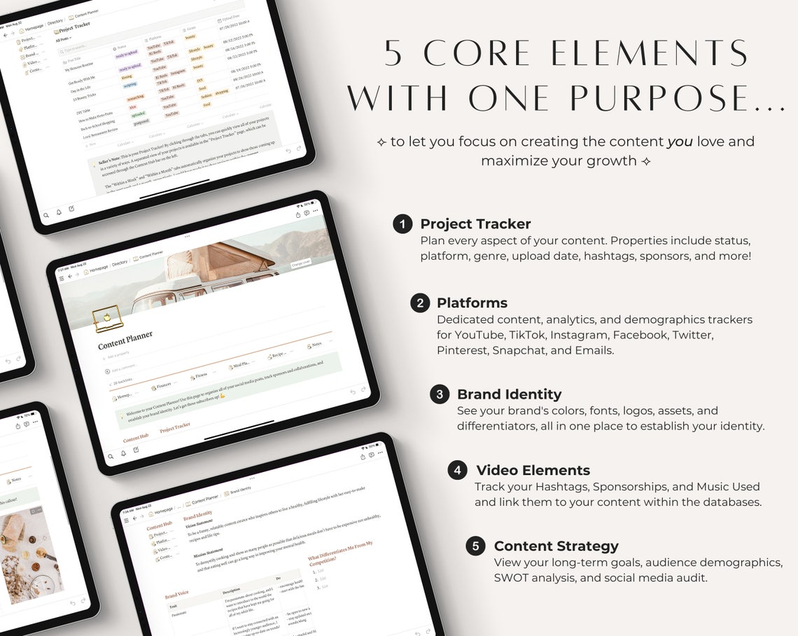 Content Creator Notion Template Social Media Notion Planner - Etsy