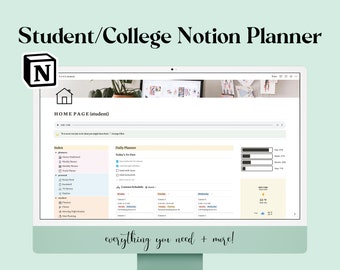 Student Notion Template, Notion Template for College, School Assignments Tracker, Notion Template for Students, Notion Planner for College
