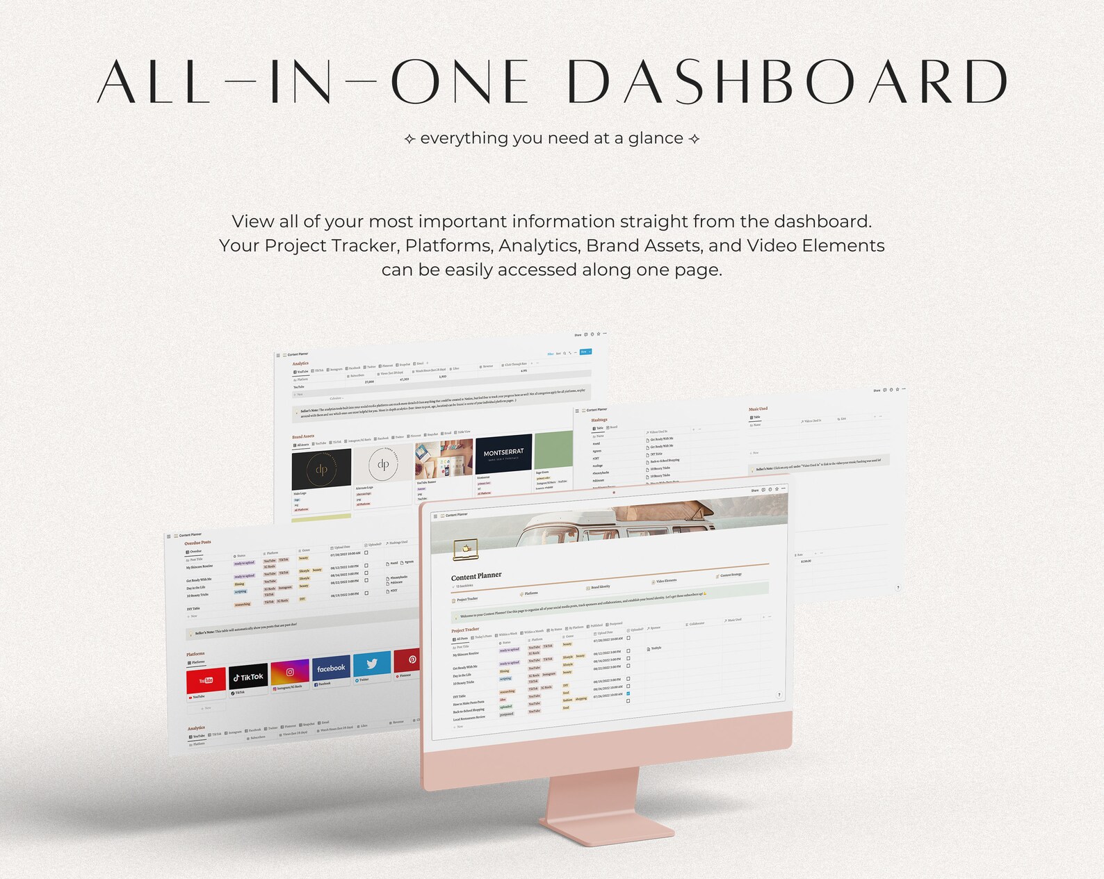 Content Creator Notion Template Social Media Notion Planner - Etsy