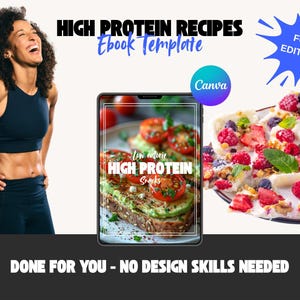 High Protein Low Calorie Snacks, Meal Guide, Canva eBook Template, Fitness eBook Template, High Protein Foods