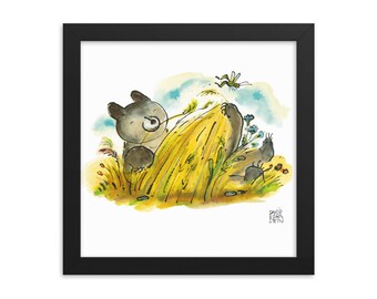 Honey "Bear in the Grass" Framed Poster