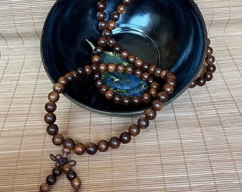 Tibetan 108 10mm Sandalwood Prayer Beads Buddhist Yoga Meditation Mala Elastic Necklace Bracelet