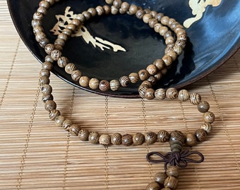Tibetan 108 6mm Wenge Wood Prayer Beads Buddhist Yoga Meditation Mala Necklace Bracelet