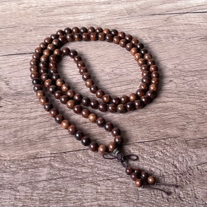 Tibetan 108 8mm Sandalwood Prayer Beads Buddhist Yoga Meditation Mala Elastic Necklace Bracelet