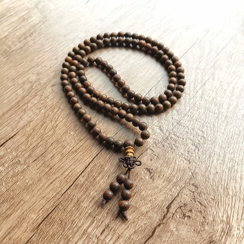 Tibetan 108 6mm Sandalwood Prayer Beads Buddhist Yoga Meditation Mala Necklace Bracelet