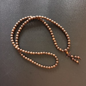 Tibetano 108 6 mm legno di sandalo preghiera perline buddista yoga meditazione mala braccialetto collana immagine 5