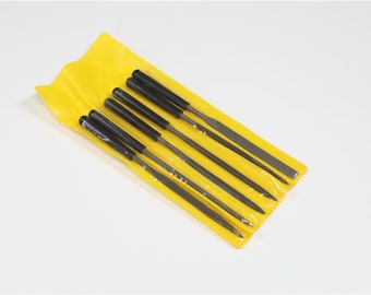 Needle File Set 6pcs 4*160mm with plastic handle for DIY use. Wood working, small metal pcs polishing, jewelry crafting.