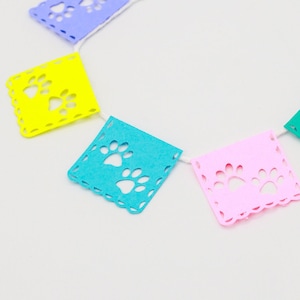 Pet Paw Mini Papel Picado, Paw Banner, Day of the Dead, Mexicaanse Mini Gors Banner, Mini Kleurrijke Vlaggen, Altaar Nicho, Fiesta Party Dog Cat