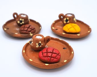 Miniature Mexican Bread, Concha, Pan Dulce Donut Food, Dia de los Muerto Decor, Day of the Dead, Bakery, Altar Ofrenda, Miniature Mugs