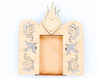 Day of the Dead Altar, Shrine Nicho, Dia de los Muertos Decor, Papel Picado, Traditional Mexican Miniature, Altar Retablo, Wood Art Memorial