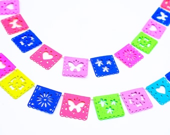 Mini Pancarta de Papel Picado: Banderas coloridas de la Fiesta Mexicana