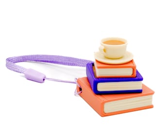 Fidget Clicker de Libros Apilados, un acogedor juguete literario de escritorio (para taza de café o té)